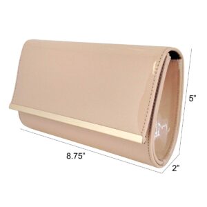 JNB Faux Patent Leather Glossy Candy Clutch (Nude1)