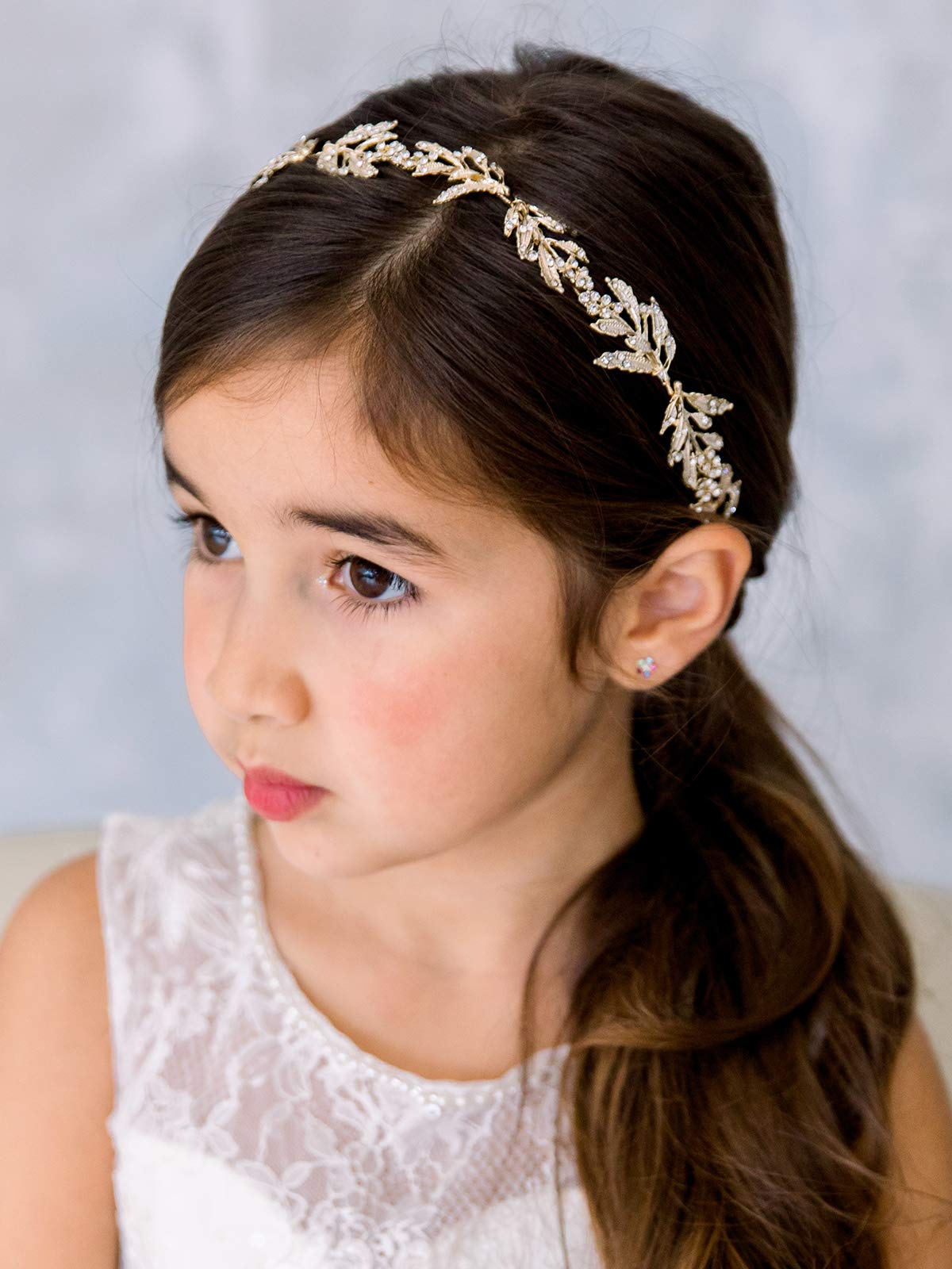 SWEETV Flower Girl Headpiece for Wedding Headband Princess Hair Accessories Little Girls Toddler Kids Crystal Hair Bands for Birthday Party Photography