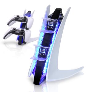 ps5 controller charger with led light - dualsense controller charging station for playstation 5 - rapid and sleek charging solution