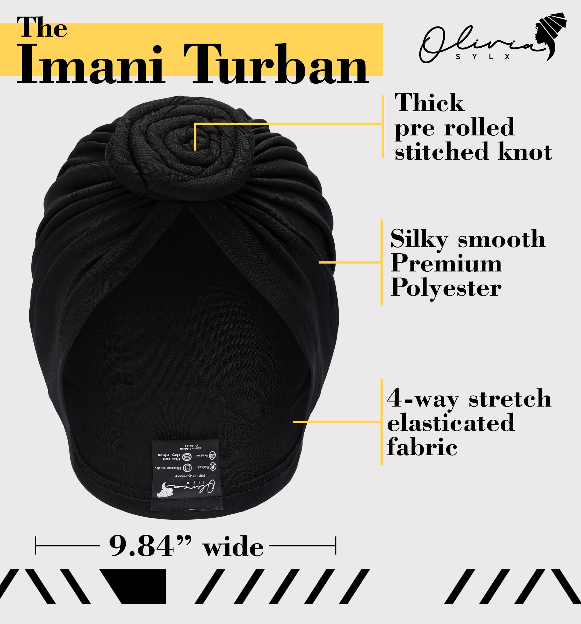 Olivia Sylx African Turban - Top Knot Turban & Pretied Head Wraps for Women - Stylish Head Turbans for Women Fashion