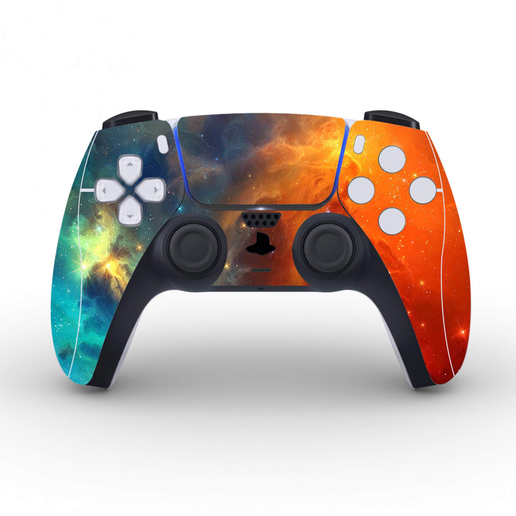 PlayVital Orange Star Universe Full Set Skin Decal for ps5 Console Disc Edition, Sticker Vinyl Decal Cover for ps5 Controller & Charging Station & Headset & Media Remote