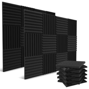 52 pack acoustic panels 1 x 12 x 12 inches - acoustic foam - high density- soundproof studio wedges - charcoal