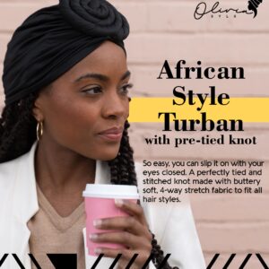 Olivia Sylx African Turban - Top Knot Turban & Pretied Head Wraps for Women - Stylish Head Turbans for Women Fashion