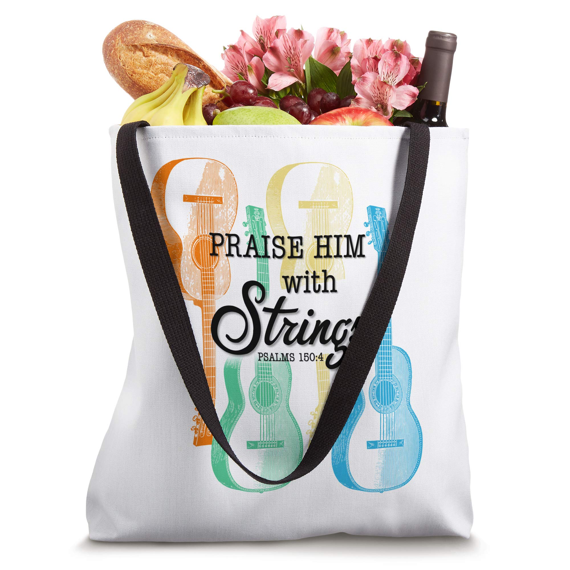 Praise Him Christian Guitar Player Strings Acoustic Tote Bag