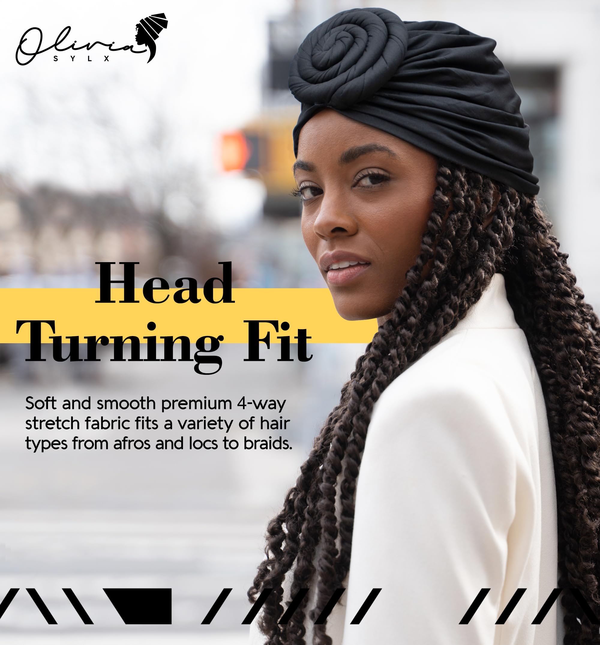 Olivia Sylx African Turban - Top Knot Turban & Pretied Head Wraps for Women - Stylish Head Turbans for Women Fashion