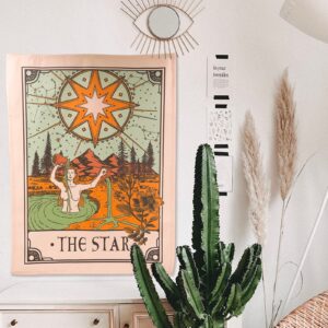 Accnicc 3 Pack Tarot Tapestry, Sun Moon and Star Tarot Card Tapestry, Brown and Beige Tapestry Wall Hanging, Vertical Vintage Aesthetic Wall Tapestry for Room with Steel Grommets (Brown, 20'' × 27'')