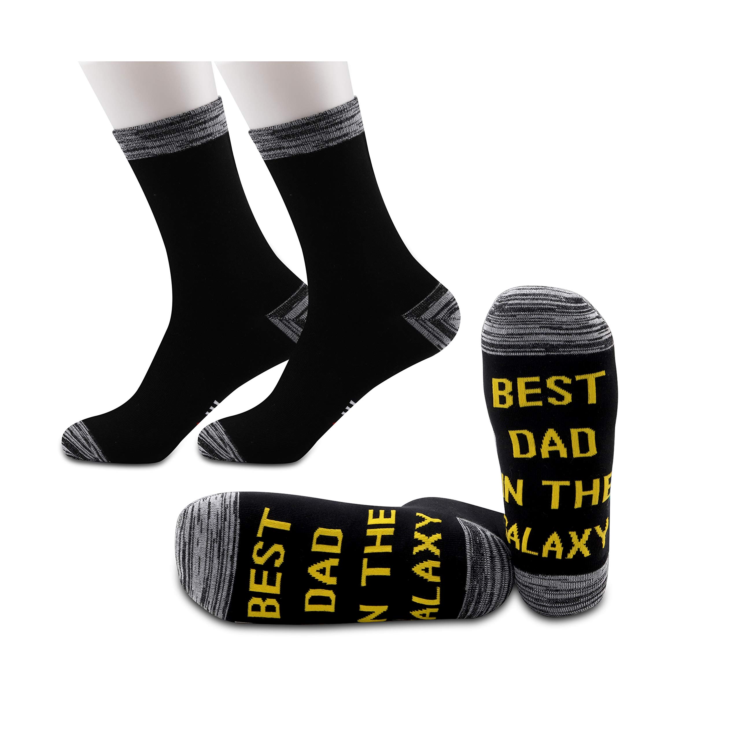 JXGZSO 2 Pairs Dad Gift Dad Sock Best Dad in the Galaxy Socks Dad Birthday Gift Father's Day Gift (Best Dad in the Galaxy)