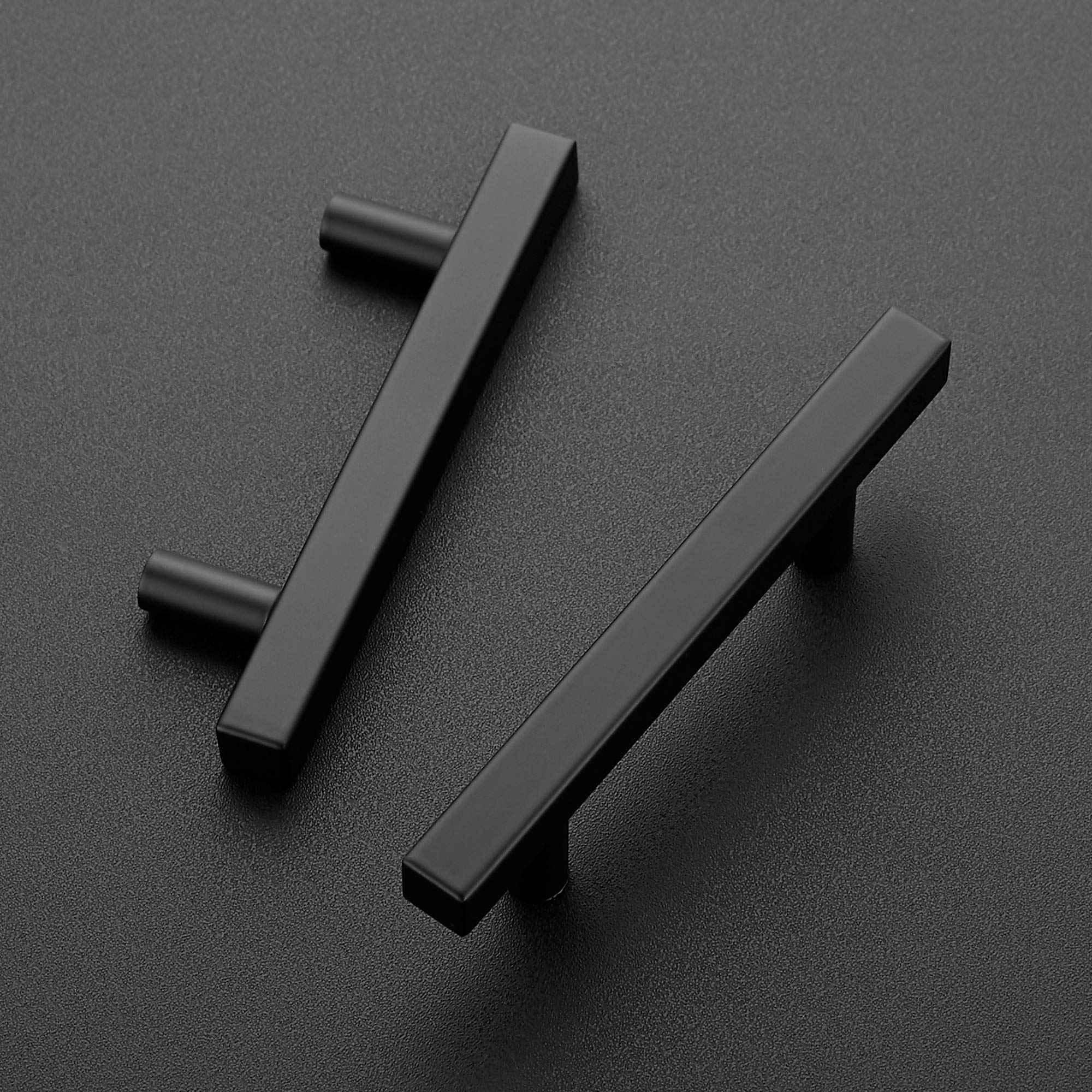 Ravinte 30 Pack 5 inch Square Cabinet Pulls Matte Black Stainless Steel Kitchen Drawer Pulls Cabinet Handles 5”Length, 3” Hole Center