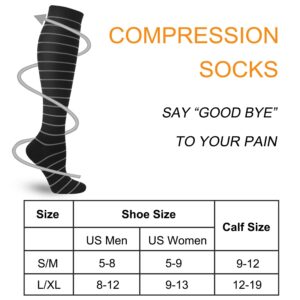 Double Couple 6 Pairs Compression Socks Women Men 20-30 mmHg Knee High Compression Stockings for Athletic Flight Travel Nurses Pregnancy