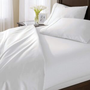 RajlinenLLC White Sheets Queen Set - Cotton Sheet Queen Size Sheets Set Hotel Luxury Bed Sheets Breathable & Cooling Sheets fit Mattress Upto 16 inch Sheets for Beds 400 Thread Count White Solid