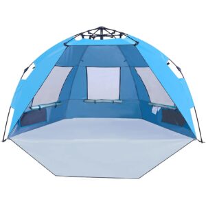 alpha camp instant beach sunshade pop up sun shelter tent, uv protection with 3 ventilating windows, extended zippered porch included