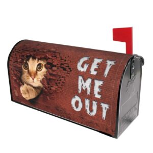 Cute Cat Trapped by The Wall Waterproof Magnetic Mailbox Cover Animal Orange Cats Dust-Proof Post Box Covers Funny Saying Get Me Out Sun Protection Letterbox Covers Home Yard Decor 18" X 21"