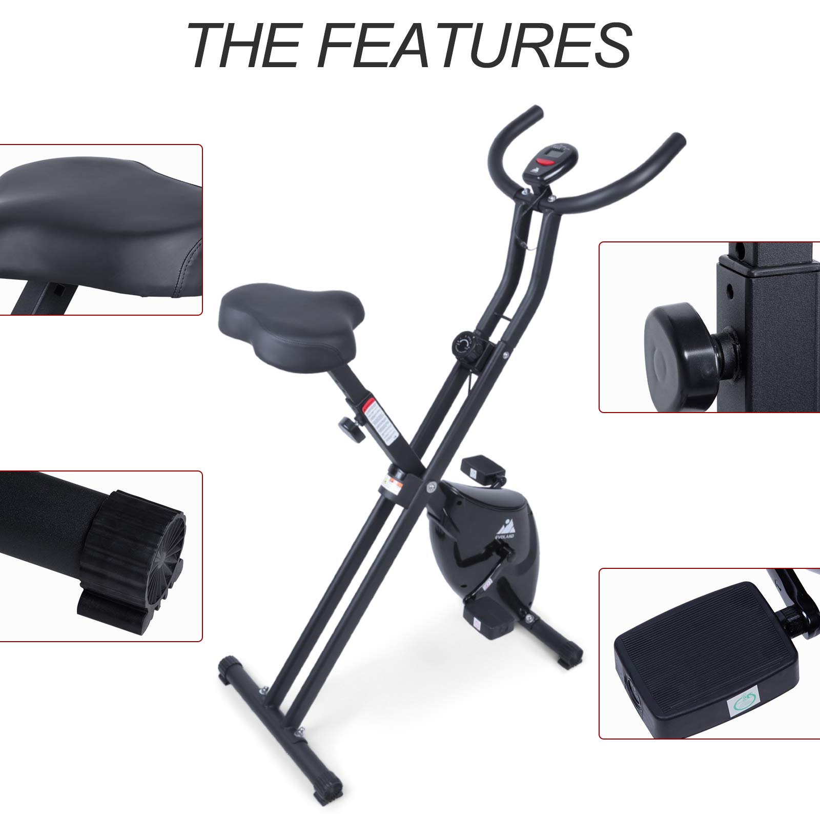 Foldable Exercise Bike Foldable Magnetic Upright Bike with 8 Resistance Levels, Cardio-Training Bike Indoor Cycling Bike for Adults