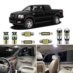 autogine 11 piece white interior led lights kit for ford f150 f-150 2004 2005 2006 2007 2008 super bright 6000k interior led light bulbs package + install tool