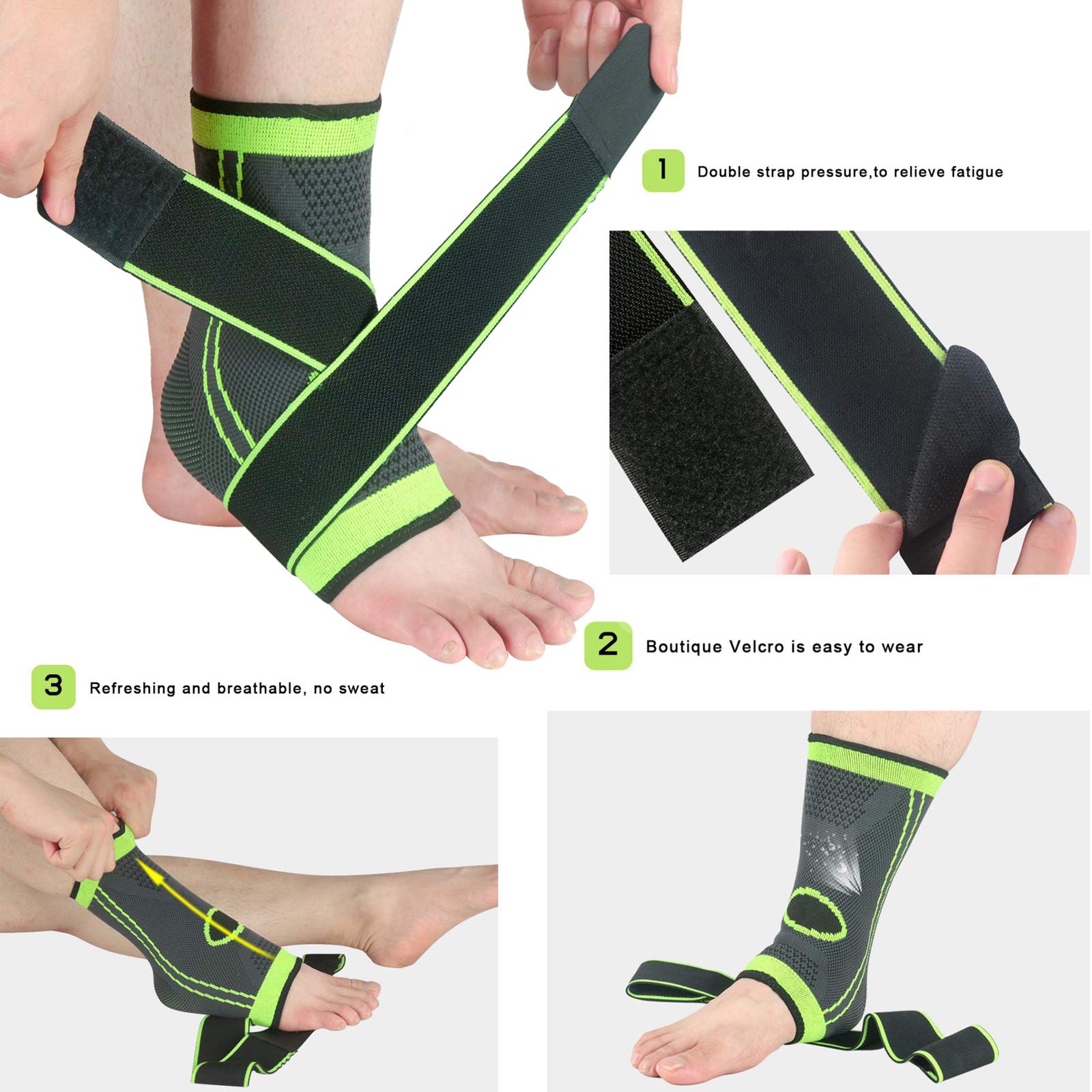 1 Pair Ankle Brace Protector Sleeves Adjustable,Alleviate Achilles Tendon Pain, Sprain, Sports Injury Healing Stabilizer