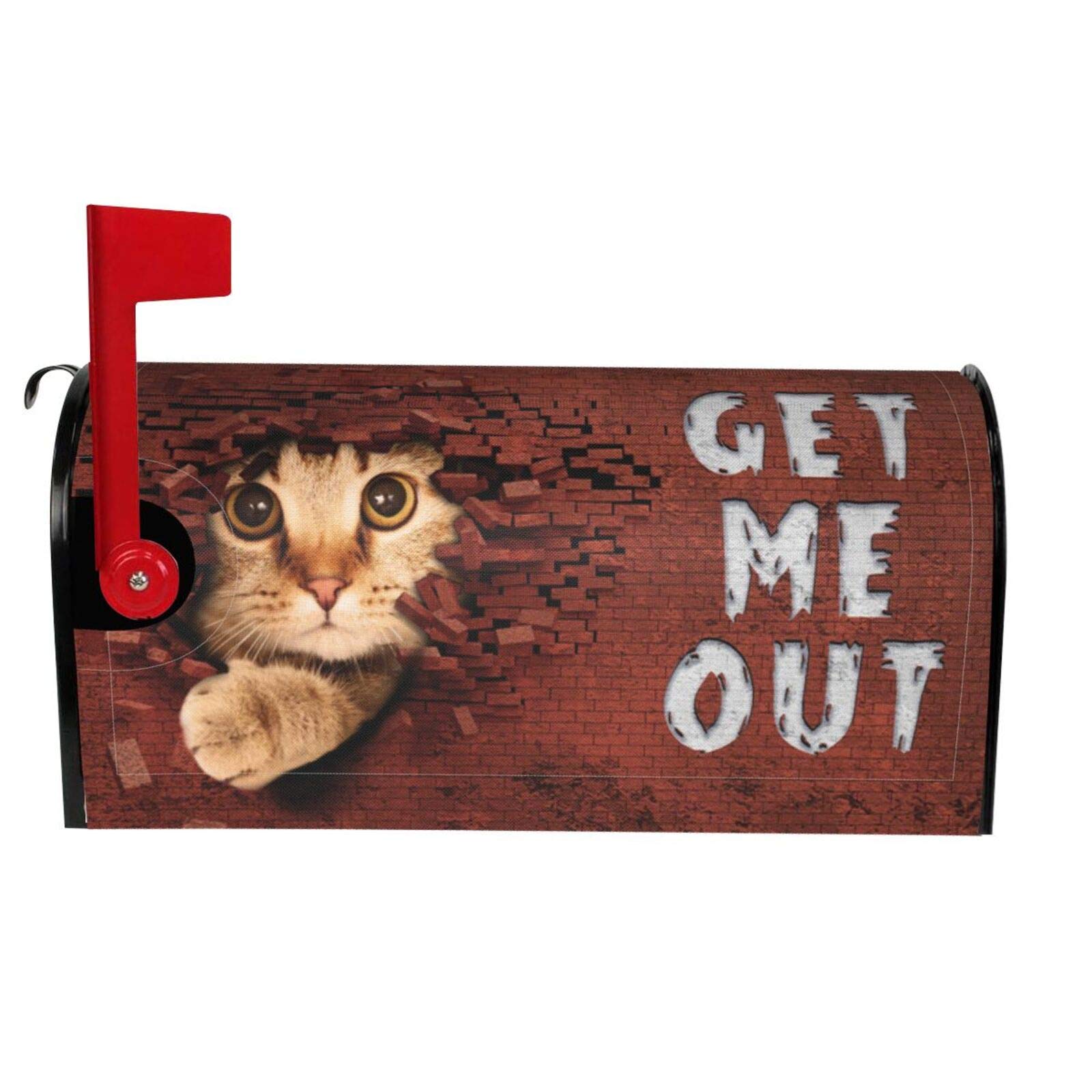 Cute Cat Trapped by The Wall Waterproof Magnetic Mailbox Cover Animal Orange Cats Dust-Proof Post Box Covers Funny Saying Get Me Out Sun Protection Letterbox Covers Home Yard Decor 18" X 21"