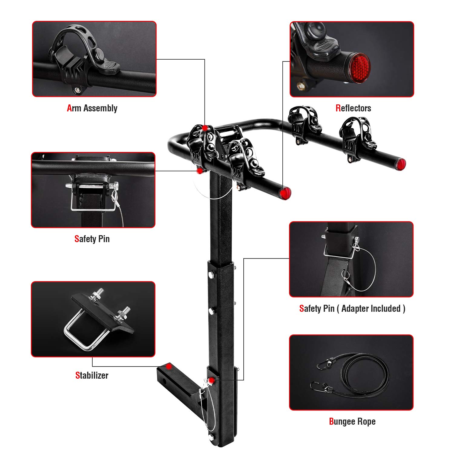 AA Products 2 Bike Rack Platform Hitch Mount Rack Foldable Bicycle Rack for Cars, Trucks, SUV's and Minivans, Fits 2'' Hitch Receiver