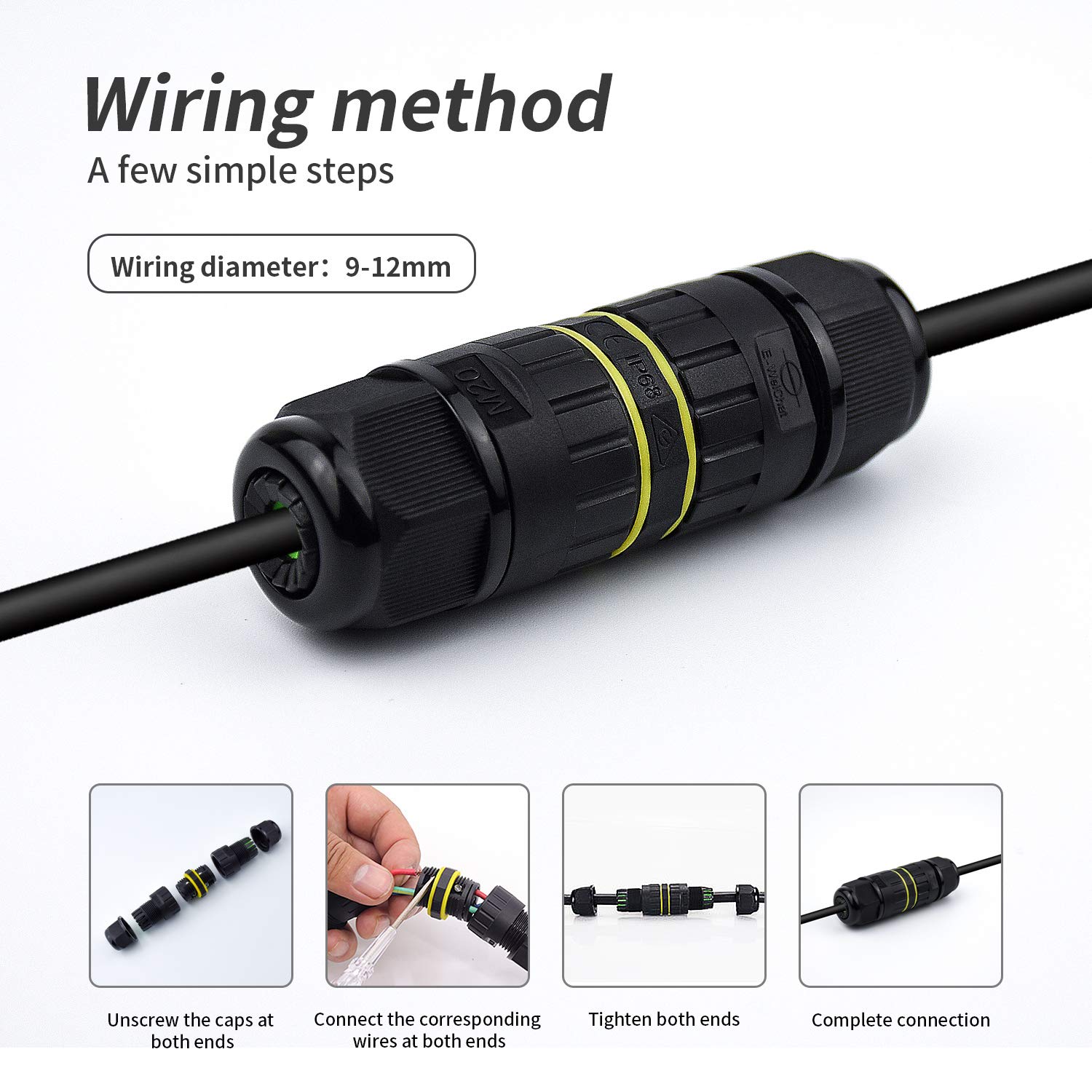 Junction Box Outdoor Waterproof Cable Connector, M20, IP68, Used for Maintenance and Power Expansion. Suitable for 5-core Cables (5mm-12mm)