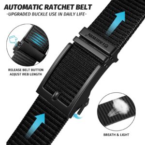 FAIRWIN Ratchet Belts for Men Golf Web Belt Jeans with Automatic Buckle Adjustable Tactical Nylon Mens Carry Belt