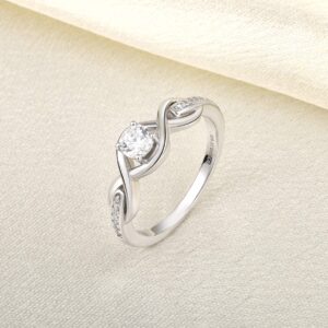 JO WISDOM Infinity Knot Promise Rings for Her Sterling Silver Cubic Zirconia Wedding Engagement Rings size 7