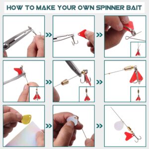 OROOTL Spinner Lure Making Kit, 246pcs Fishing Lure Making Kit Spinner Blades Fishing Pliers Lure Bodies Spinnerbait Shafts Treble Hooks Set Walleye Rig Making Supplies