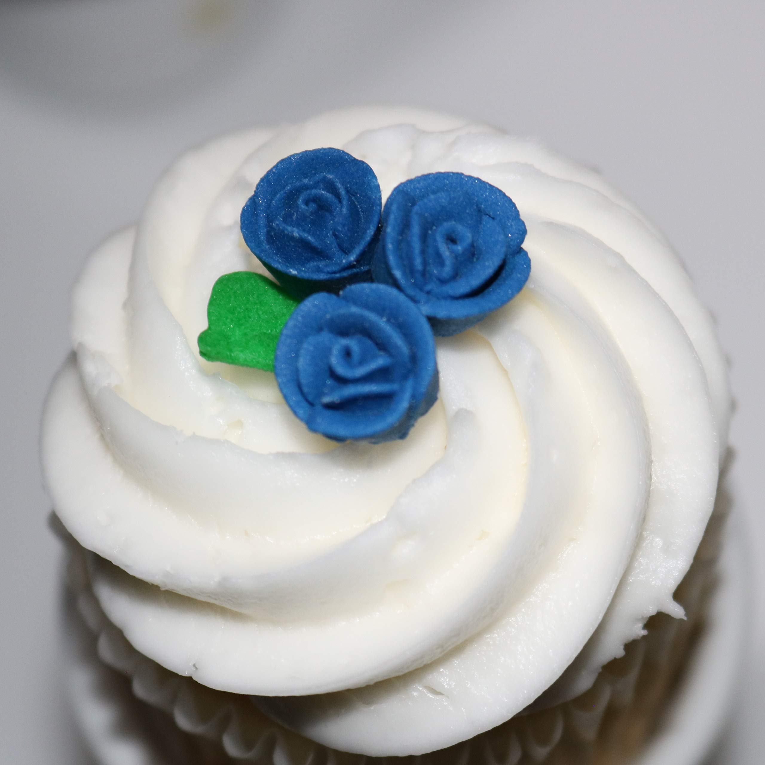 Set of 40 Mini Royal Icing Roses - Edible Cupcake Toppers - Petite Decorations (Royal Blue)