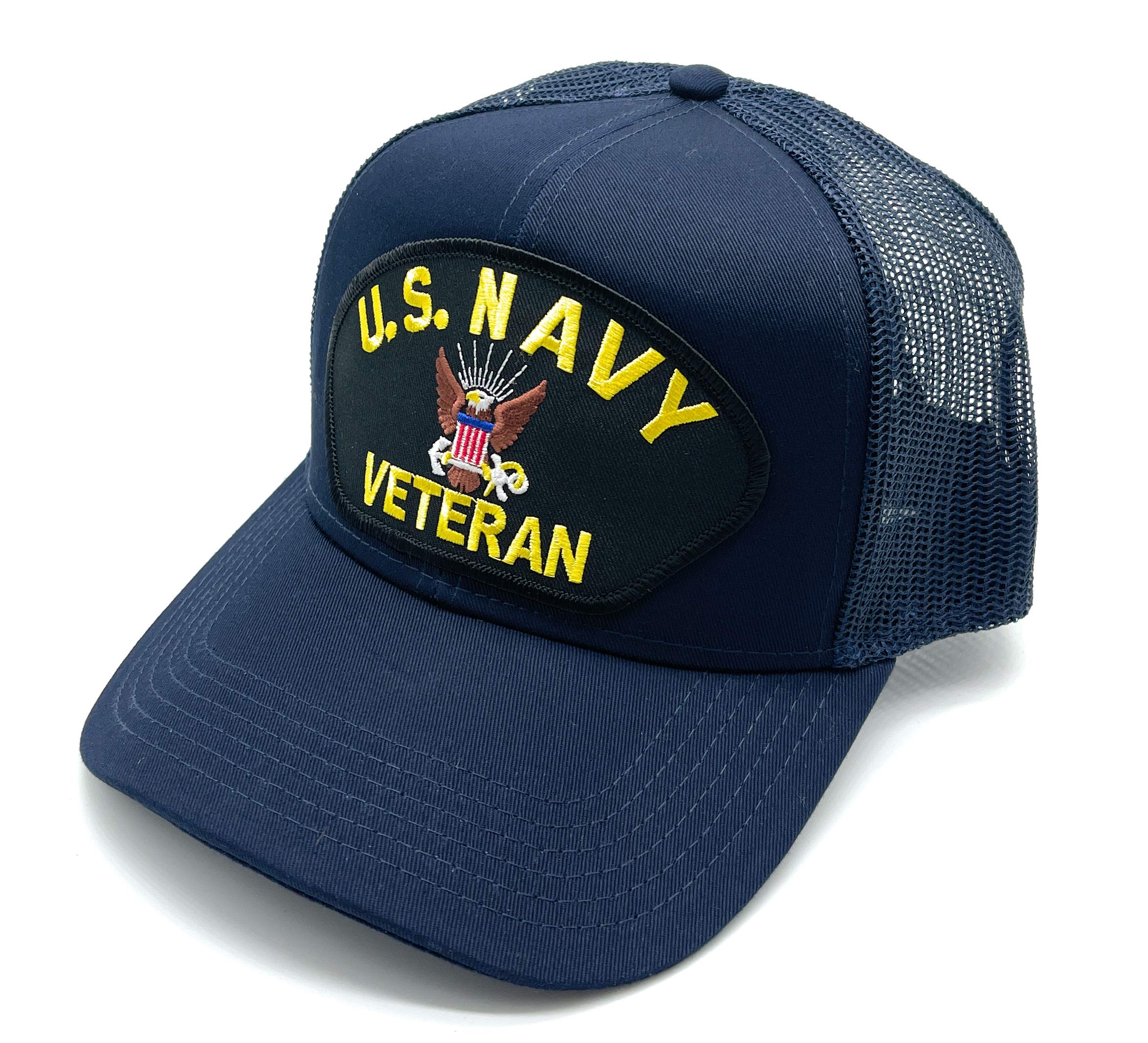 Infinite Hats US Navy Veteran Patch Mesh Adjustable Baseball Cap (Navy)