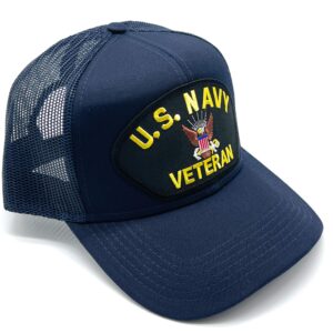 Infinite Hats US Navy Veteran Patch Mesh Adjustable Baseball Cap (Navy)