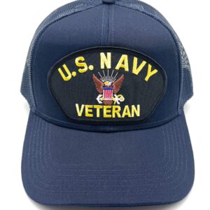 Infinite Hats US Navy Veteran Patch Mesh Adjustable Baseball Cap (Navy)