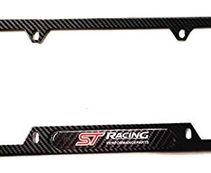 Carbon Fiber Stainless Steel ST Racing Performance Sport License Plate Cover Frames Holder W/Screw Caps for Ford ST (2 CB)