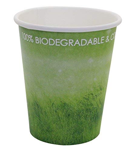 A+ DESIGN Special Green Grass Design Paper Hot Coffee Cups Eco-friendly,100% Blodegradable&Compostable (Green grass, 100 count, 8 oz)