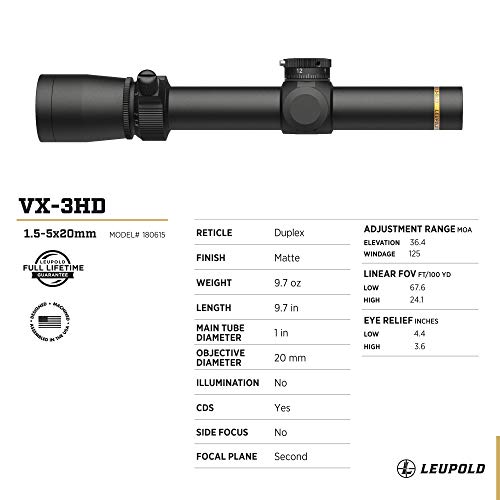 Leupold VX-3HD 1.5-5x20 (1 inch) CDS-ZL Duplex