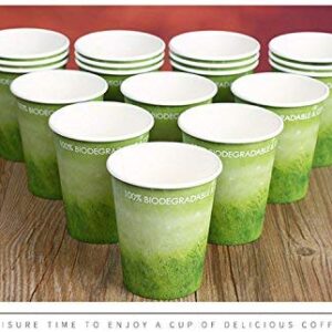 A+ DESIGN Special Green Grass Design Paper Hot Coffee Cups Eco-friendly,100% Blodegradable&Compostable (Green grass, 100 count, 8 oz)