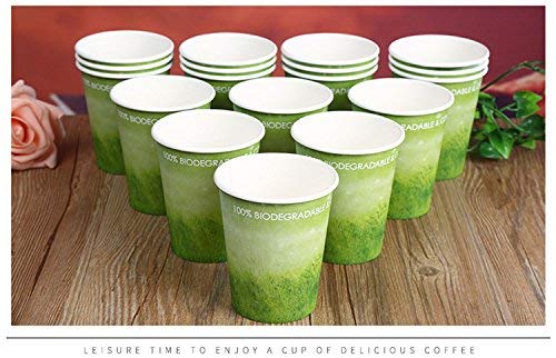 A+ DESIGN Special Green Grass Design Paper Hot Coffee Cups Eco-friendly,100% Blodegradable&Compostable (Green grass, 100 count, 8 oz)