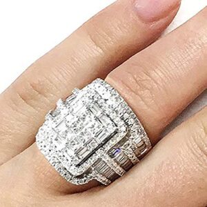 ChenFeng White CZ Engagement Ring Wedding Band Bridal Set Fine Jewelry 8