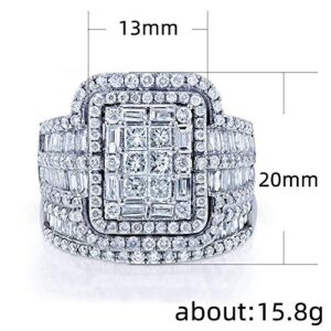 ChenFeng White CZ Engagement Ring Wedding Band Bridal Set Fine Jewelry 8