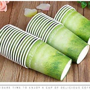 A+ DESIGN Special Green Grass Design Paper Hot Coffee Cups Eco-friendly,100% Blodegradable&Compostable (Green grass, 100 count, 8 oz)