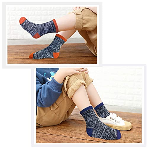 JAMEGIO Boys Socks 12 Pairs Crew Socks for Toddler Kids Boys Athletic Cotton Socks(4-6 Years)