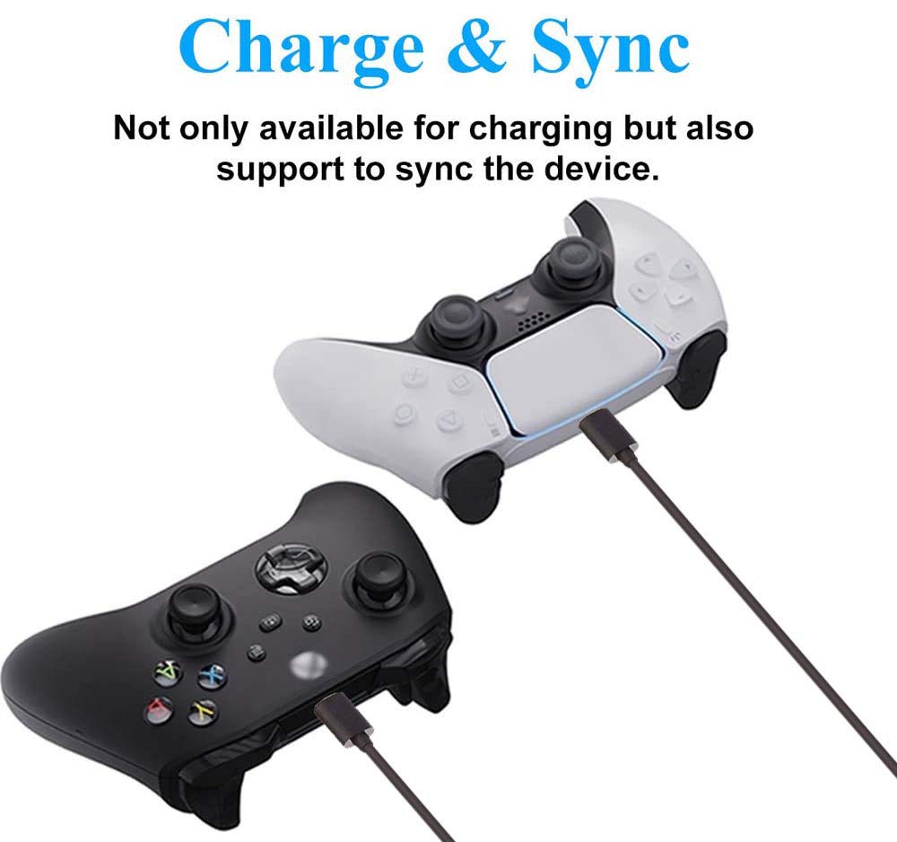 USB Charging Cable Compatible for Xbox Core Controller/Robot White/Carbon Black/Shock Blue, Fast Charging USB Type C Charger Cord Campatible with PS5 Dual Sense Controllers