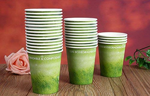 A+ DESIGN Special Green Grass Design Paper Hot Coffee Cups Eco-friendly,100% Blodegradable&Compostable (Green grass, 100 count, 8 oz)