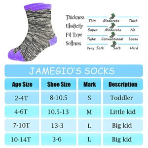 JAMEGIO Boys Socks 12 Pairs Crew Socks for Toddler Kids Boys Athletic Cotton Socks(4-6 Years)