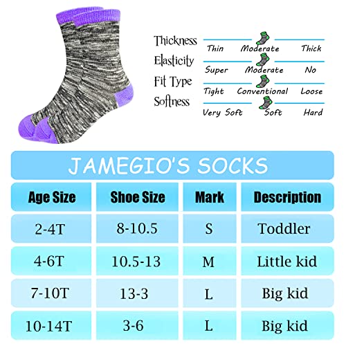 JAMEGIO Boys Socks 12 Pairs Crew Socks for Toddler Kids Boys Athletic Cotton Socks(4-6 Years)