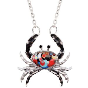 duowei cute crab necklace pendant hypoallergenic jewelry summer spring gifts (black)