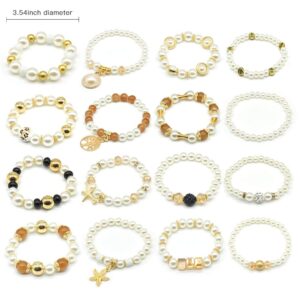 VONRU Pearl Charm Bracelet Set (Charm pearl bracelet set)