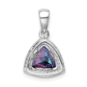 Sterling Silver Rhod-plated Trillion Mystic Fire/White Topaz Pendant QQP5106