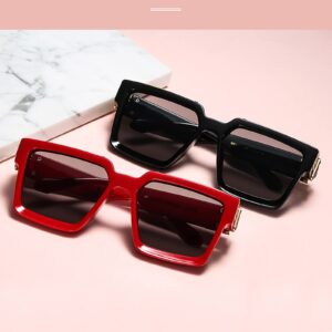 Retro Rectangular Sunglasses Men Women Square Thick Vintage Punk Rock Hip Hop Glasses