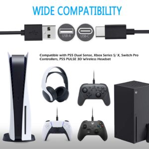 USB Charging Cable Compatible for Xbox Core Controller/Robot White/Carbon Black/Shock Blue, Fast Charging USB Type C Charger Cord Campatible with PS5 Dual Sense Controllers