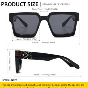 Retro Rectangular Sunglasses Men Women Square Thick Vintage Punk Rock Hip Hop Glasses