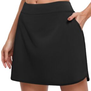 CHICHO Golf Skirts for Women with Pockets Mother Summer Skort Sun Protection Tennis Skirt Breathable Athletic Skirts Casual Housewear Swim High Waist Skorts Black Medium