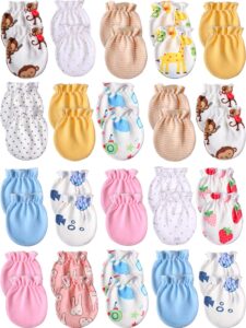 20 pairs newborn baby no scratch mittens unisex baby cotton gloves infant toddler mitts set for 0-6 months baby boys and girls